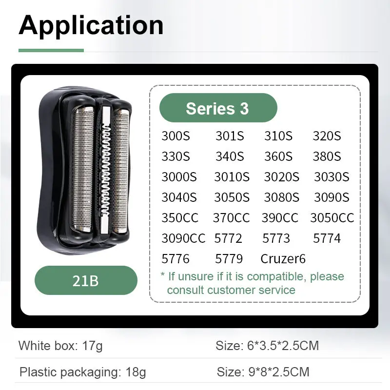 For Braun Series 3 21B Electric Shaver Head Accessories Knife Membrane 301S 310S 320S 340S 360S 3040S 3010s 3050 350CC