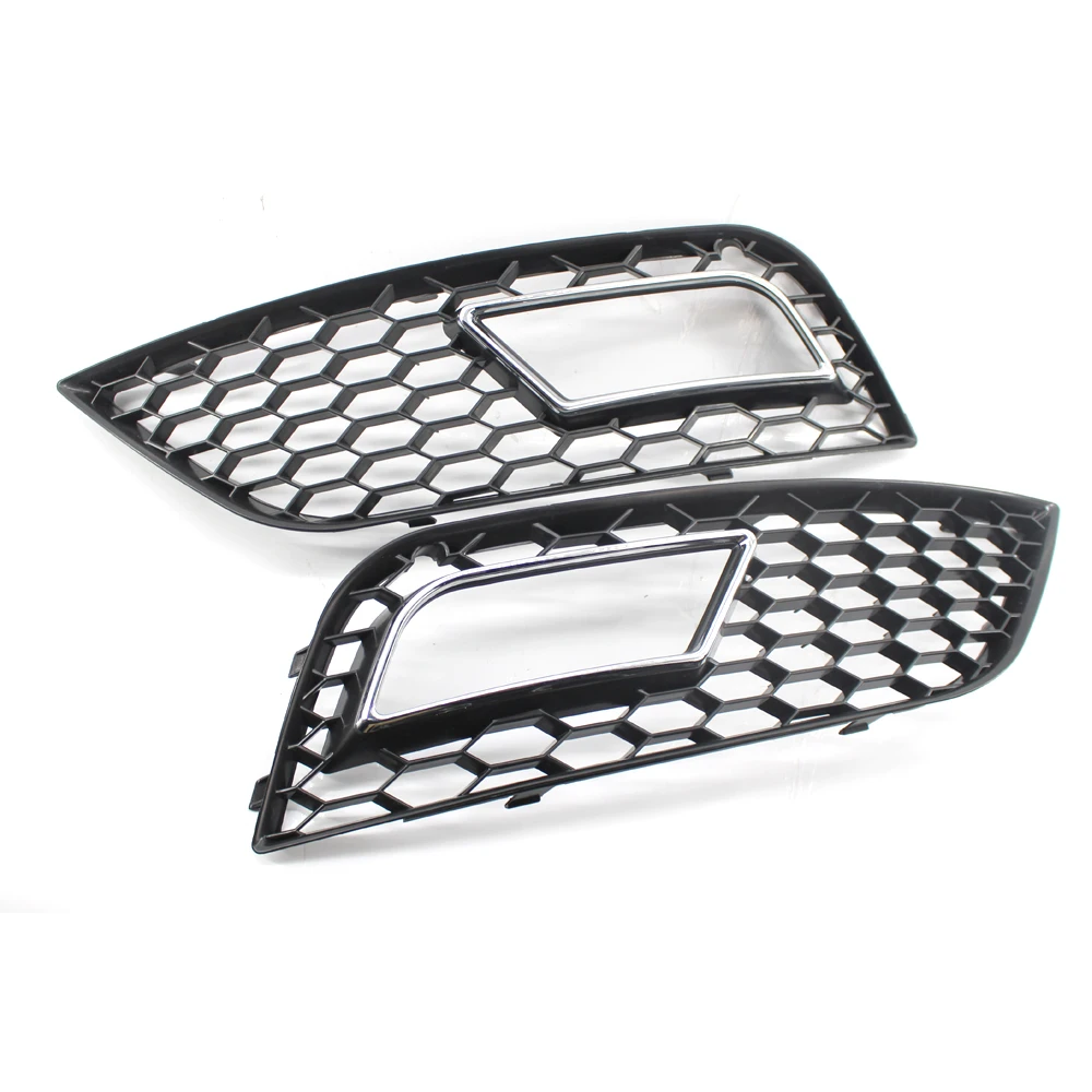 

2Xглянцевый черный/хромированный передний бампер, нижняя решетка, противотуманная фара, решетка сотовой сетки для Audi A4 B8.5, стандартная версия 2013-2016