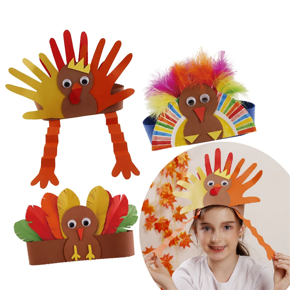 Cappello da tacchino per bambini Elastico confortevole Elastico Taglia unica per la maggior parte delle decorazioni del Ringraziamento Regalo artigianale fai-da-te Cappello da tacchino per bambini