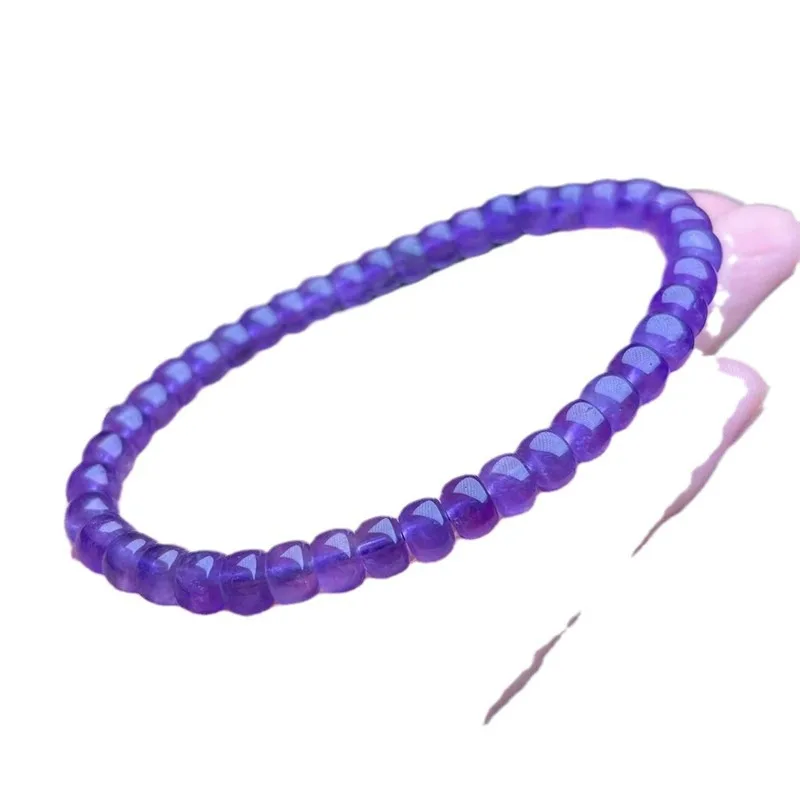 Uruguay Natural Amethyst Straight‑Cut Disc Bracelet Old‑Style Wheel Bead Unisex Crystal Bracelet Gift Jewelry Wholesale