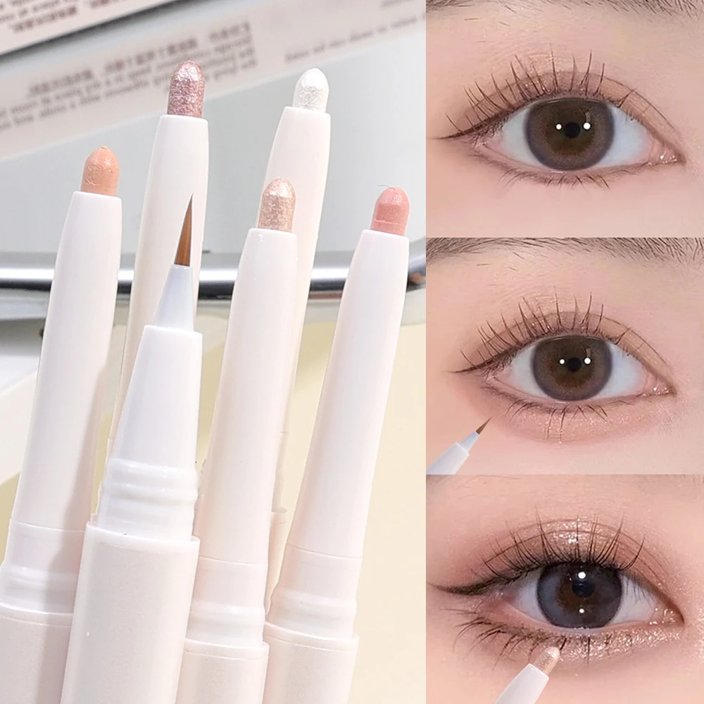 Matowy różowy cień do powiek leżący jedwabnik w pisaku naturalny rozjaśniający brokat cień do powiek ołówek Shimmer Eyeliner wodoodporny koreański makijaż