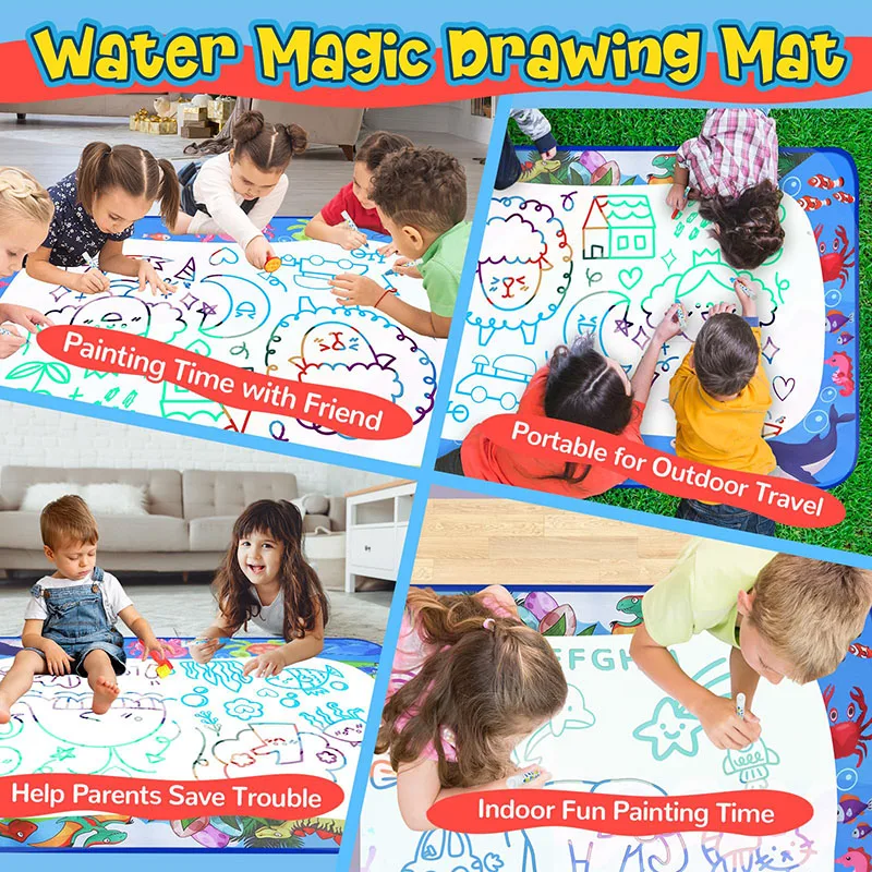 Children's Water Canvas Graffiti Carpet Non Dirty Hands Water Drawing Repeatable Graffiti Interactive Toy