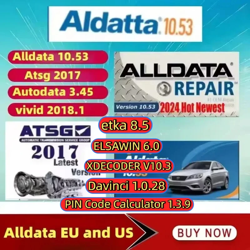 Alldata 10.53 ATSG 2017 Data 2018.1 ETKA 8.5 ELSAwin 6.0 XDecoder V10.3 Davinci 1.0.28 Multiple Software Choice for Automotive R