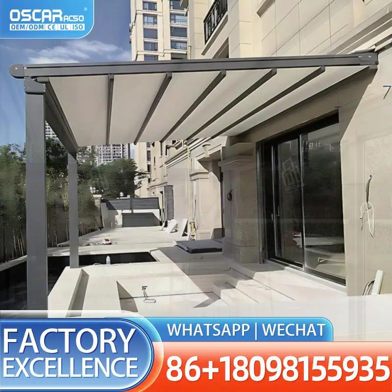3x3 3x4 3x5 3x6 4x3 4x4 4x6 6x3 6x4 Modern Designs Swimming Pool Electric Pergola Roof Side Sun Screen Installation for Outdoor