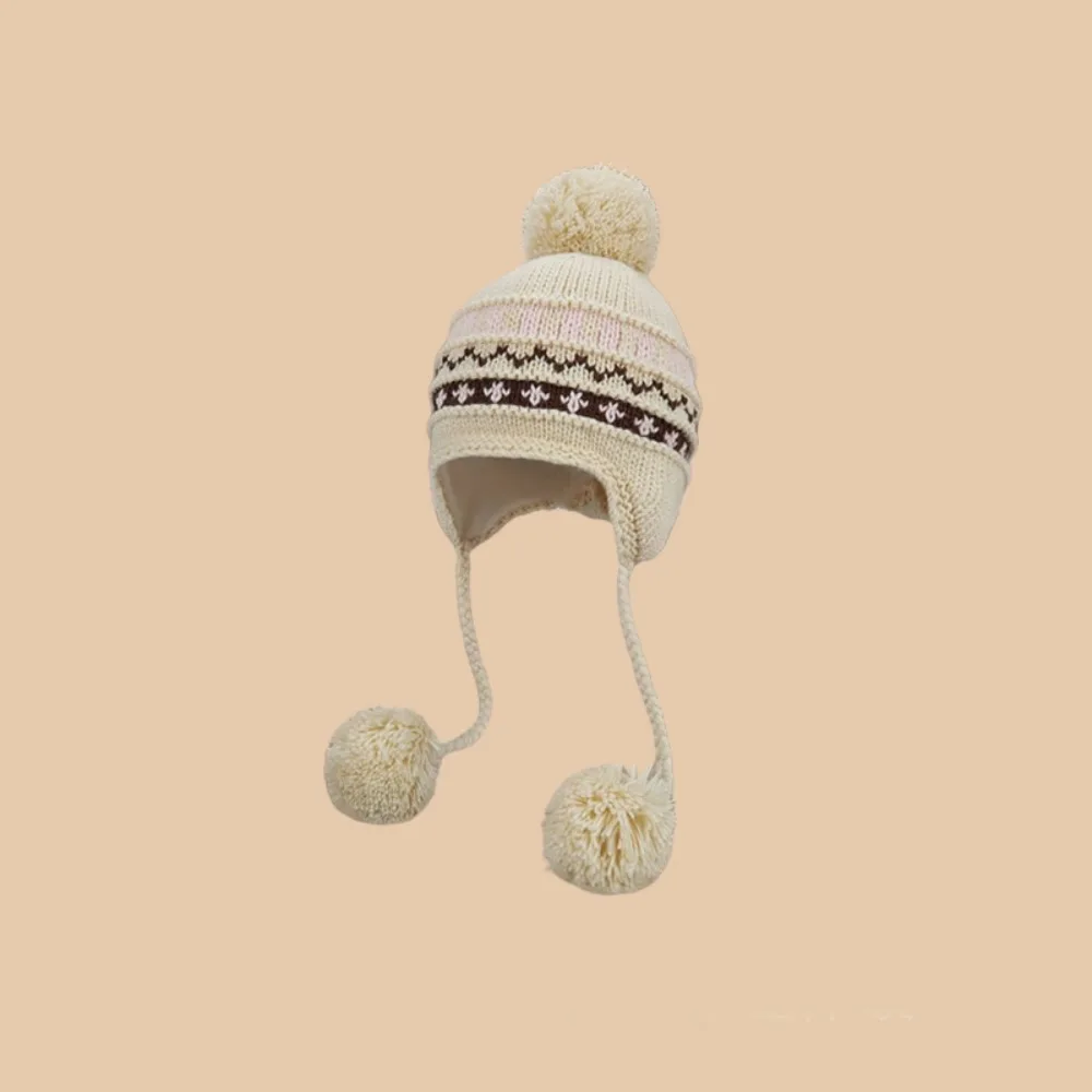 

Cute Warm Jacquard Knitted Hat Wool Printed Fair Isle Style Beanies Retro Cute Printing Knit Cap Girls