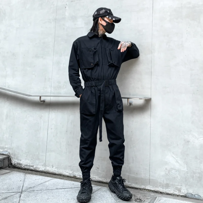 S-6XL!!Fall 2022 new multi-pocket design hot hip hop loose cargo jumpsuit fashionable men\'s jumpsuit