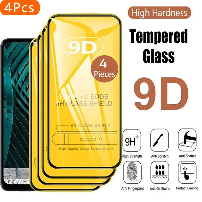 

4Pcs 9D Tempered Glass Film For OPPO Realme 9 Pro Plus Clear Screen Anti Shatter Protector For Realme 6 7 8 Pro 9i 8i Film