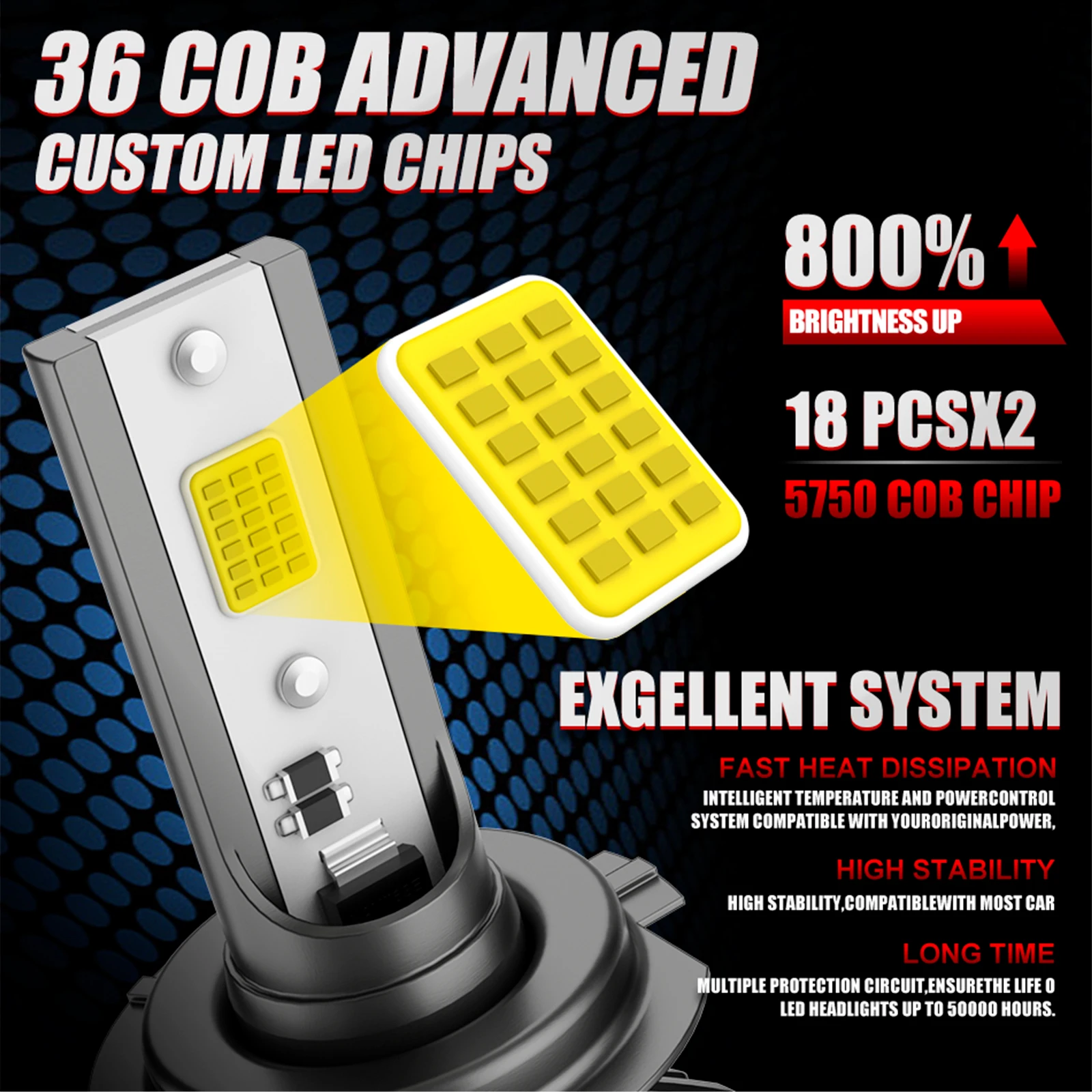 Bullvision H4 H7 Canbus LED Headlight Bulbs H11 H8 H9 H3 H1 9005 HB3 9006 HB4 9012 HIR2 Turbo Automobile Headlamp Fog Lamps 12V view 2