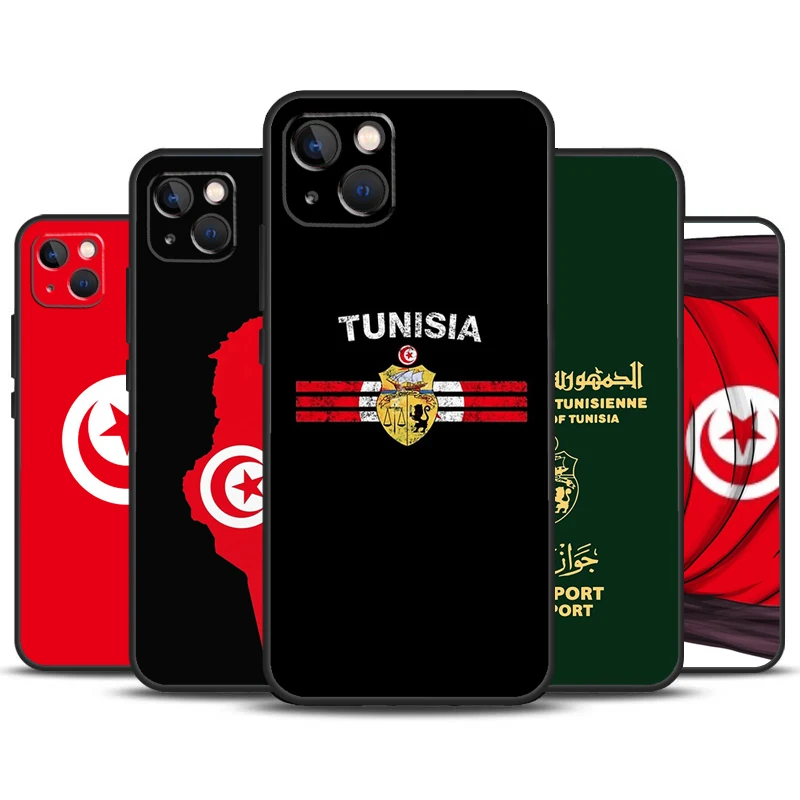 Tunisia Flag Map Case For iPhone 15 14 13 12 11 Pro Max Plus X XS Max XR 7 8 SE 2020 2022 Cover Accessories