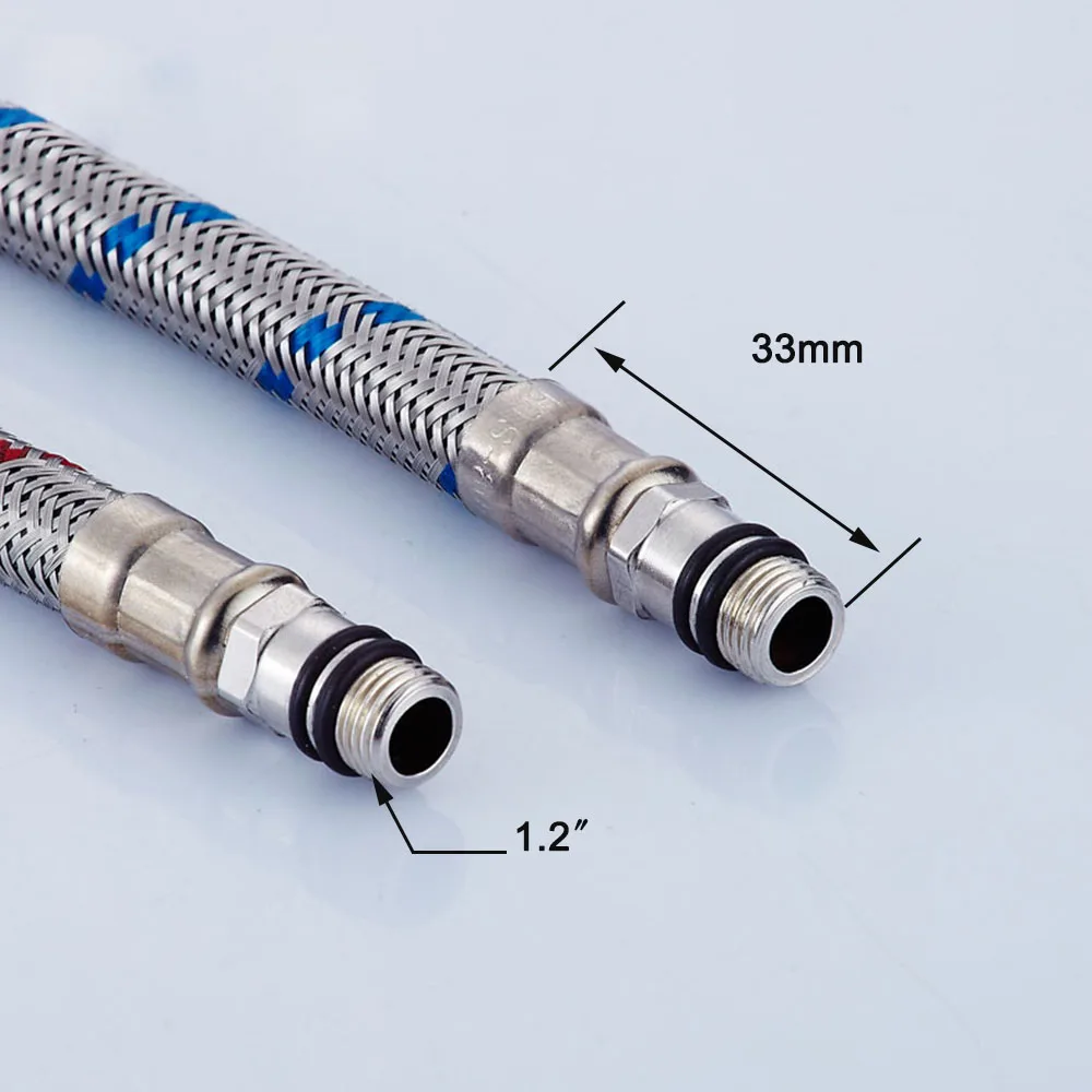 G1/2 G3/8 G9/16 50cm 1 para Elastyczne rury hydrauliczne ze stali nierdzewnej do kranów mieszających zimną i ciepłą wodą, przewody doprowadzające wodę, części łazienkowe — zdjęcie 6