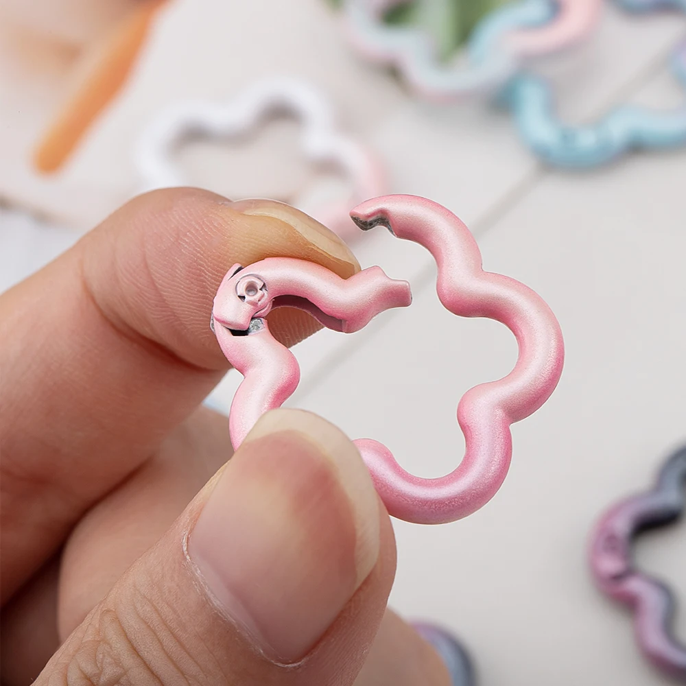 1/5 Stück Farbverlauf Legierung Federverschluss Blumen Offener Ring Rucksackkette Schlüsselanhänger Zubehör DIY Schmuck Haken Hängeschnalle – Detail 2