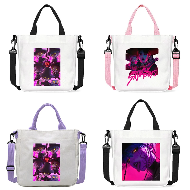 Kpop هنتر أنيمي طباعة سعة كبيرة حقيبة يد كاجوال عصرية Harajuku حقيبة كروسبودي للتنقل حقيبة قماش أنيقة