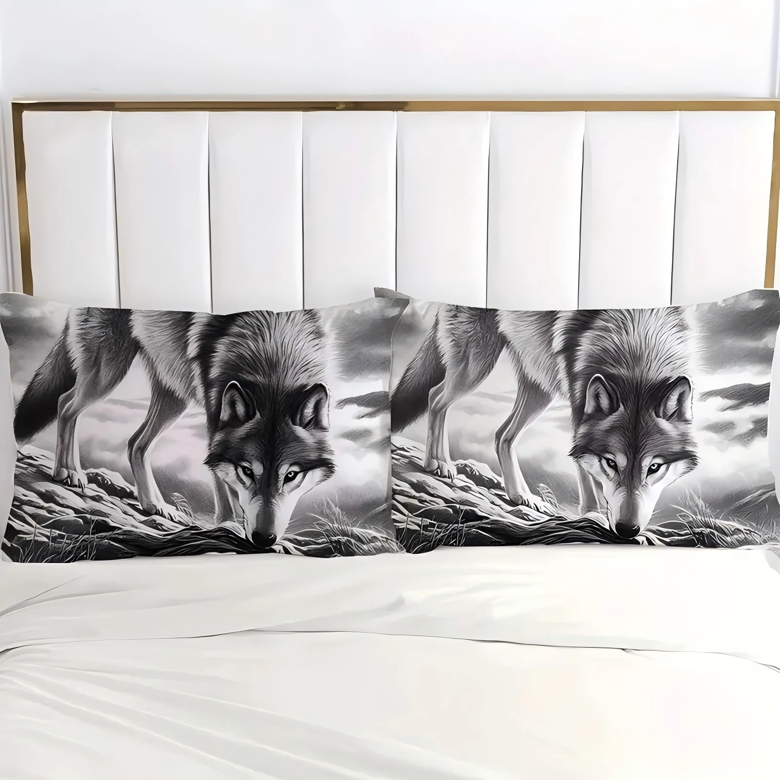 Black White Sketch Wild Wolf 3D Printed Duvet Cover Soft Comfortable Bedding Set Wildlife Nature Style Quilt cover Pillowcases