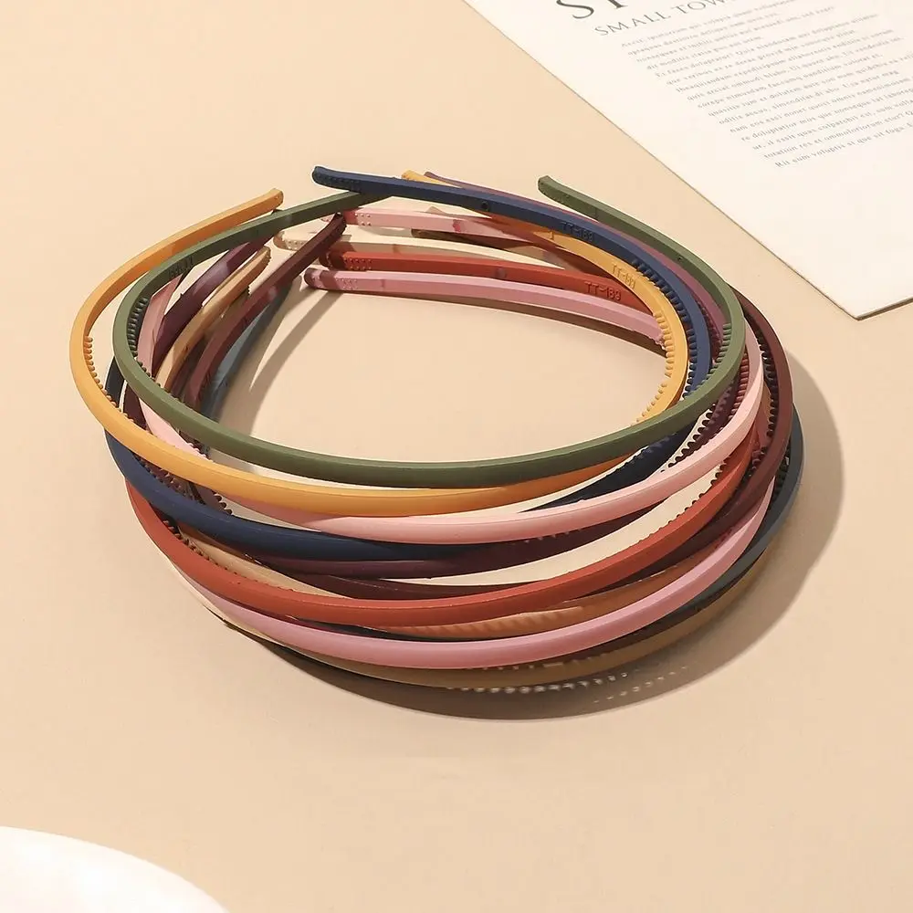1PC Mode Haarband Frauen Kunststoff Elegante Einfarbig Dünne Kante Gezahnt Nicht-slip Haar Hoop Stirnbänder Mädchen haar Zubehör