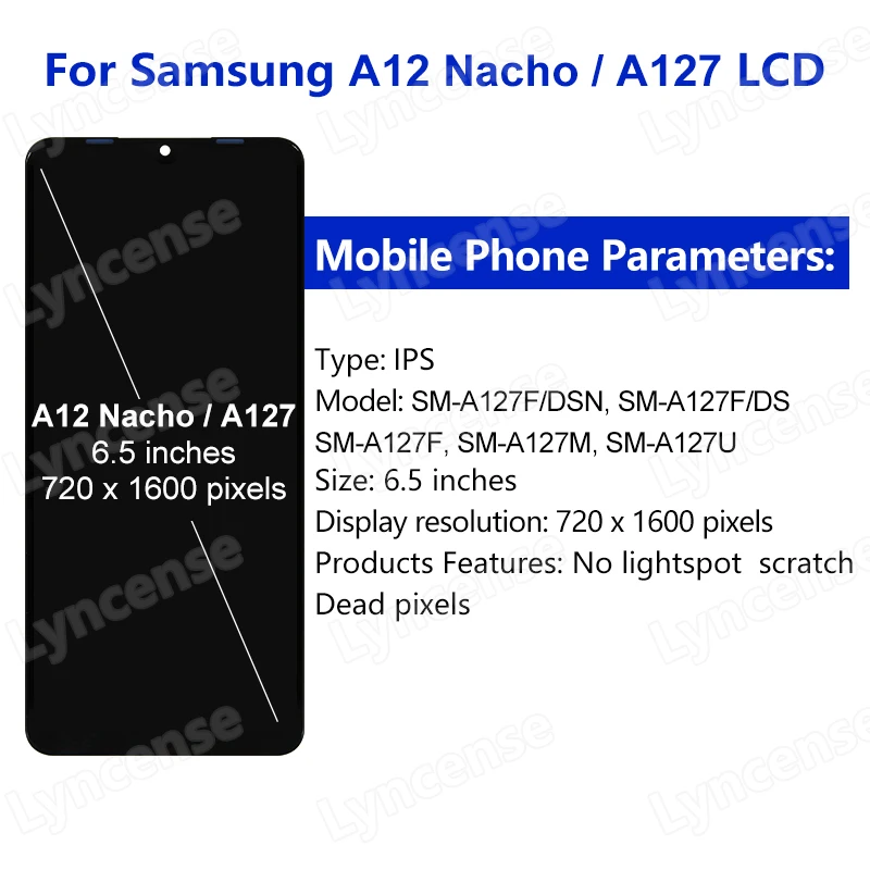 IPS For Samsung Galaxy A12 Nacho A127F LCD Display Touch Screen Digitizer Assembly SM-A127F/DS SM-A127M Screen Replacement Parts