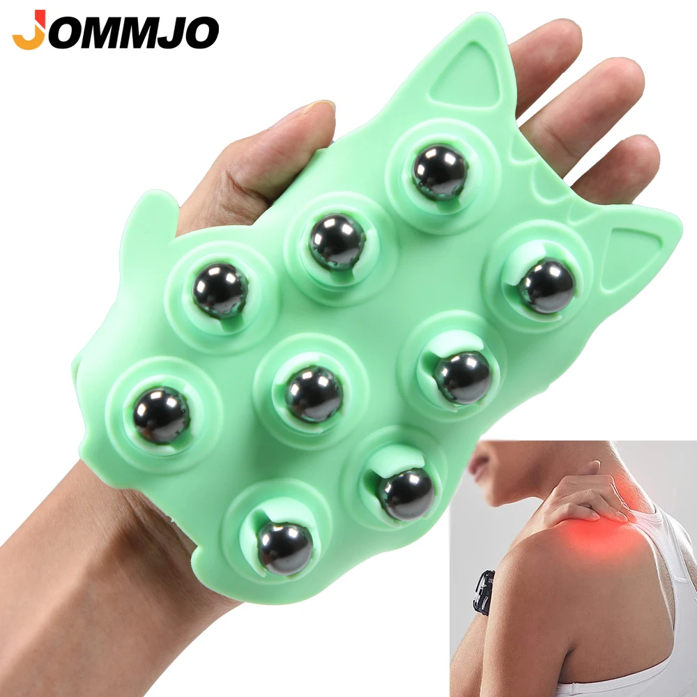 1Pcs Manual Glove Massager with 9 360-degree Magnetic Roller Balls, Hand Held Deep Tissue Manual Massager for Full Body Massage