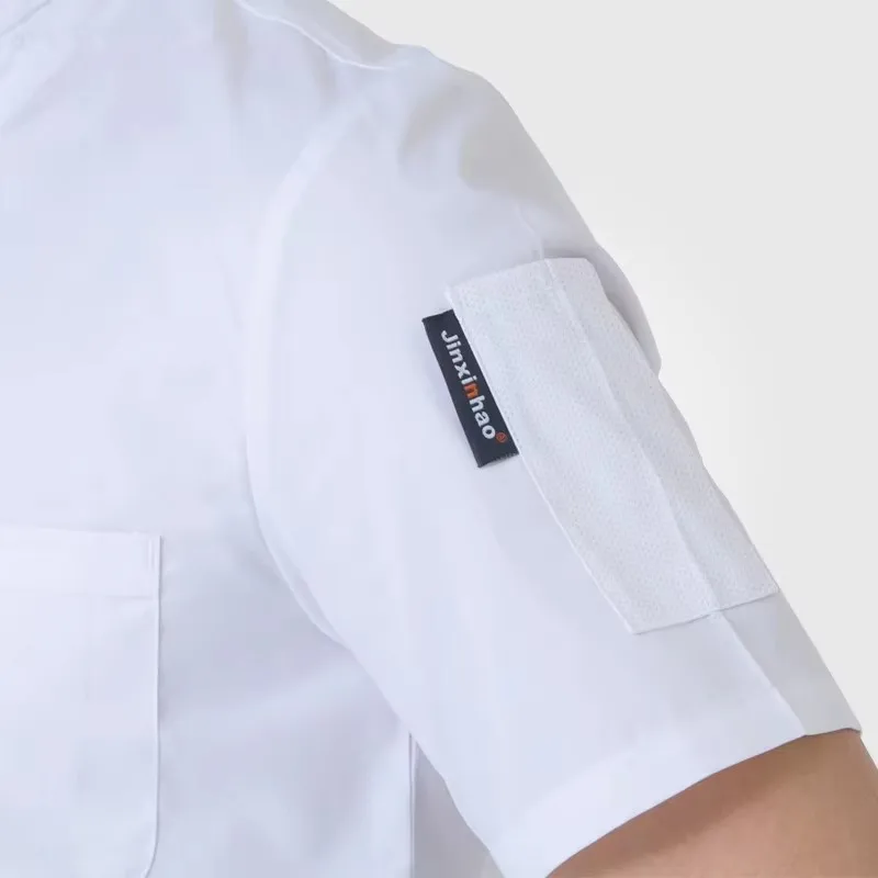 Uniforme de Chef de manga corta para verano, camisa de Chef de red transpirable, uniforme blanco de Chef fresco de malla especial, ropa de trabajo barata para camarero 2023