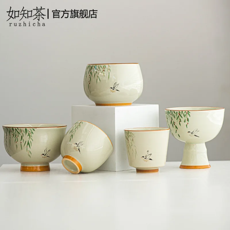 

ZML household ceramic tea cup master cup kung fu tea set goblet