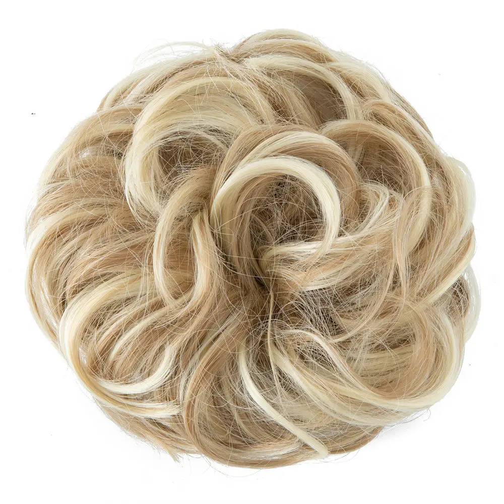 SARLA Hair Extensions Messy Bun Donut Chignon Wavy Curly Hairpiece Elastic Band For Instant Volumizing Updo Hair Styling Tools