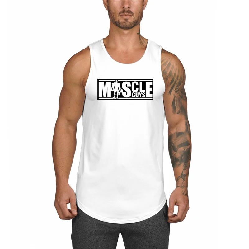 Mens Casual Bodybuilding Tank Tops Gyms Jogging Fitness Muscle Sleeveless T-Shirts Summer Mesh Absorb Sweat Quick Dry Clothing