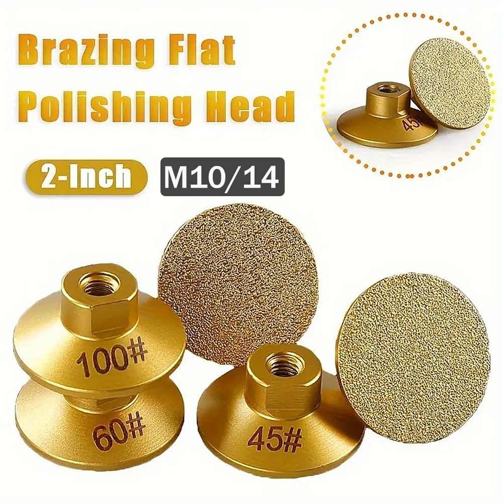M14/M10 Diamond Brazed Flat Grinding Head 2 inch 50mm Abrasive Polishing Pad Marble Quartz Granite Cobblestone Grind Sharp Tool