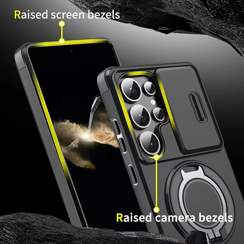 For Samsung Galaxy S26 Ultra S23 S24 S25 Plus FE A16 A17 A18 A26 A27 A36 A37 A56 A57 Sliding Window Rotating Bracket Phone Case view 5