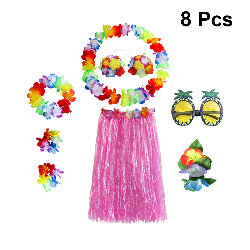 

Hawaii Grass Skirt Hula Dance Costume Hawaiian Outfits for Women Luau Party Decorations