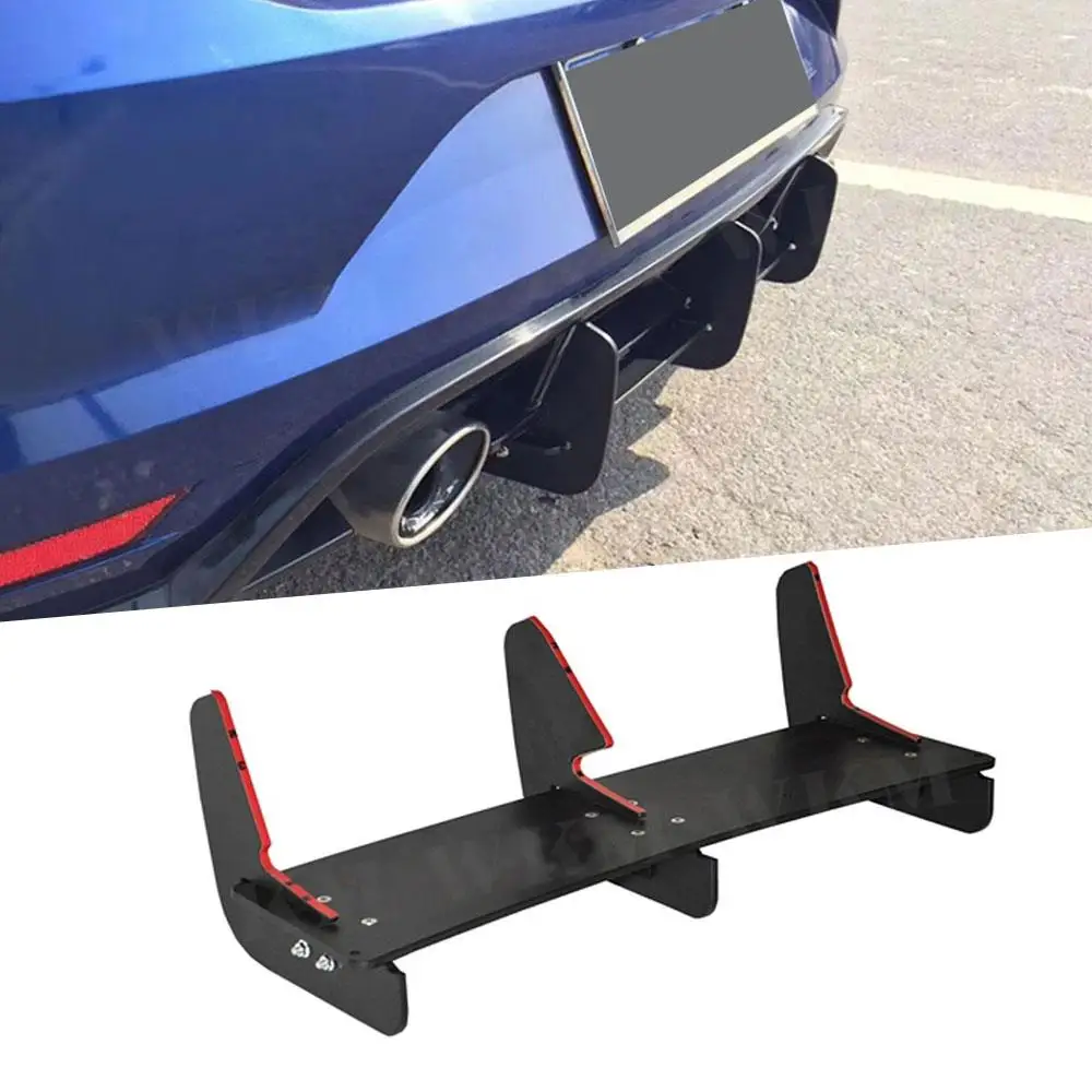 

High Quality ABS Rear Lip diffuser Spoiler For VW Polo GTI 2015 2016 Fins Shark Style Back Bumper Guard Car Styling