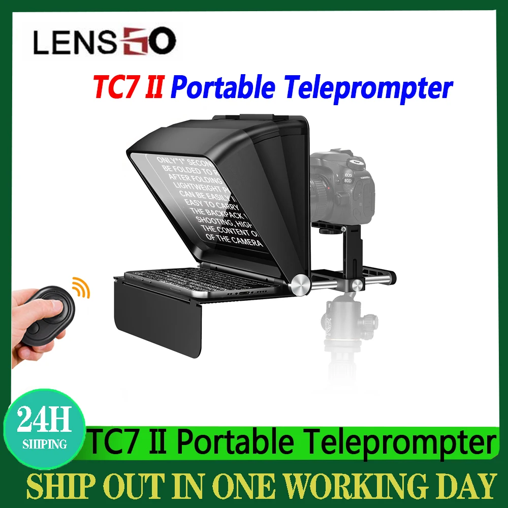 LENSGO TC7 II Portable Teleprompter Universal For DSLR Camera Photo Studio iPad Smartphone Interview Recording Teleprompter