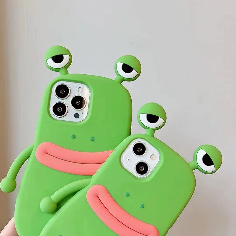 Lustige, weiche 3D-Frosch-Handyhülle aus Silikon für iPhone 14 13 11 12 15 16 17 18 Pro Max XS 8 Plus, Cartoon, niedlich, stoßfest, Bumper-Cover – Detail 12