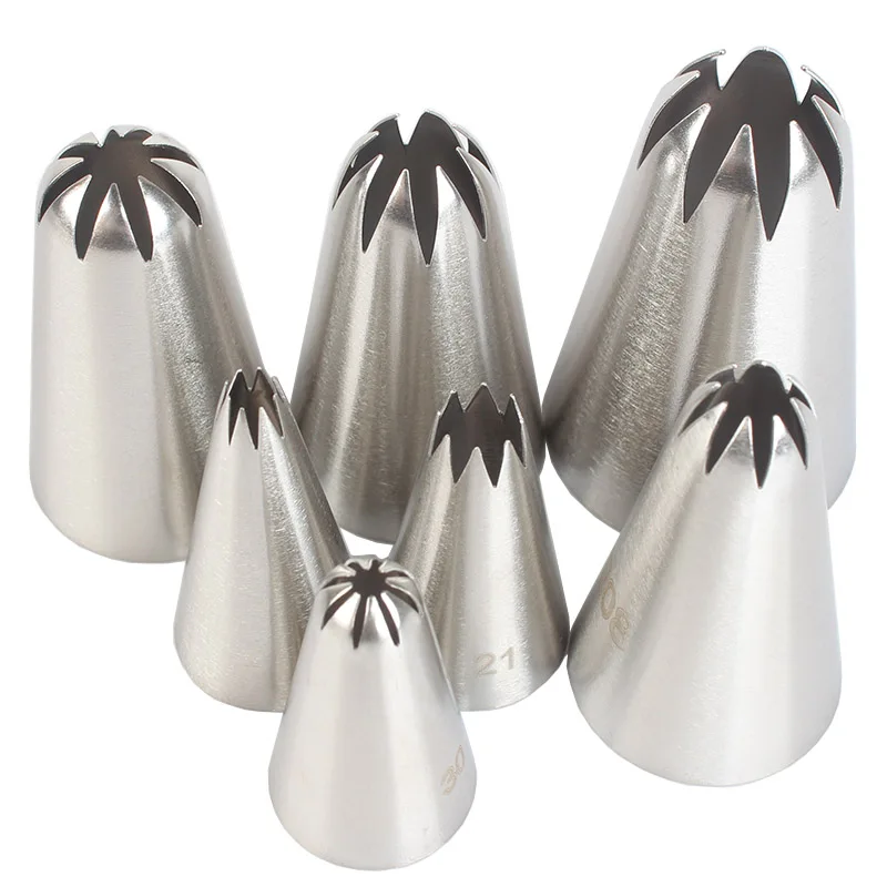 7pcs Cookies Tip Metal Cream Decorating Tip Sets Pastry Tools Stainless Steel Piping Icing Nozzle Cupcake Head Dessert