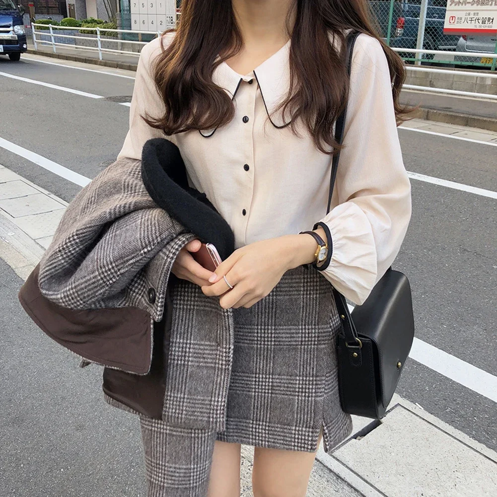 

Age-Reducing Fashion College Style Shirt Daily Outfit Long Sleeve Top Polyester Fabric Regular Clothing Length