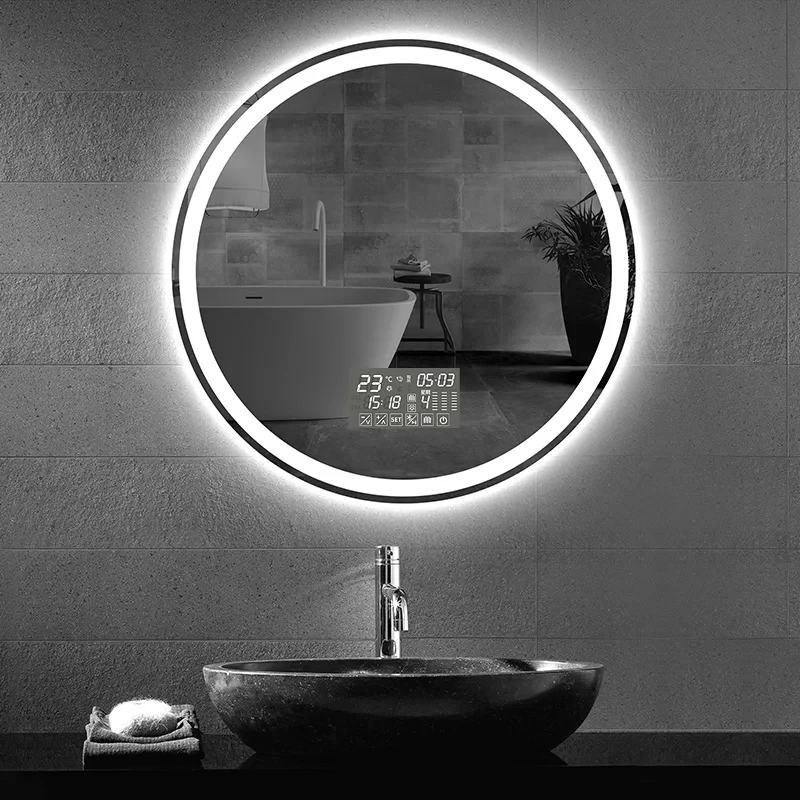 60CM Round Smart Hotel Bedroom Defogging Decorative Mirror 3 Color Adjustable Backlight With LED Bathroom Mirror CX302JZ