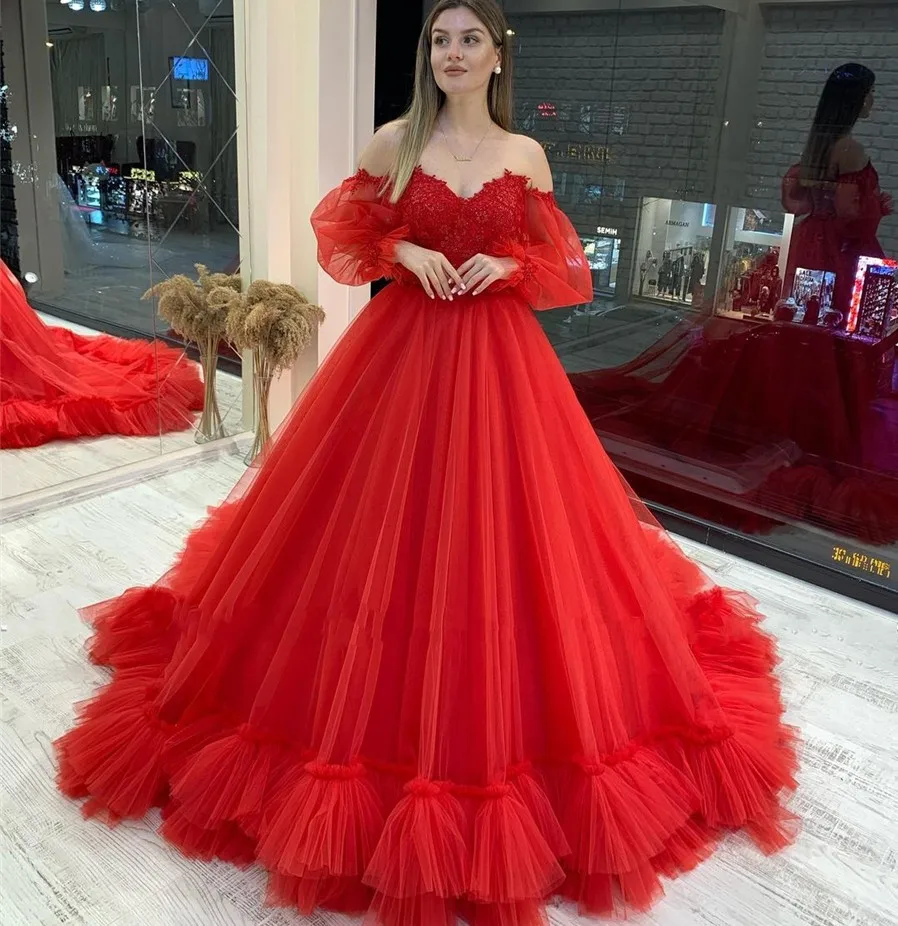 2025 elegante a linha vestido de casamento vermelho sem alças rendas apliques removível babados tule vestidos de noiva novia