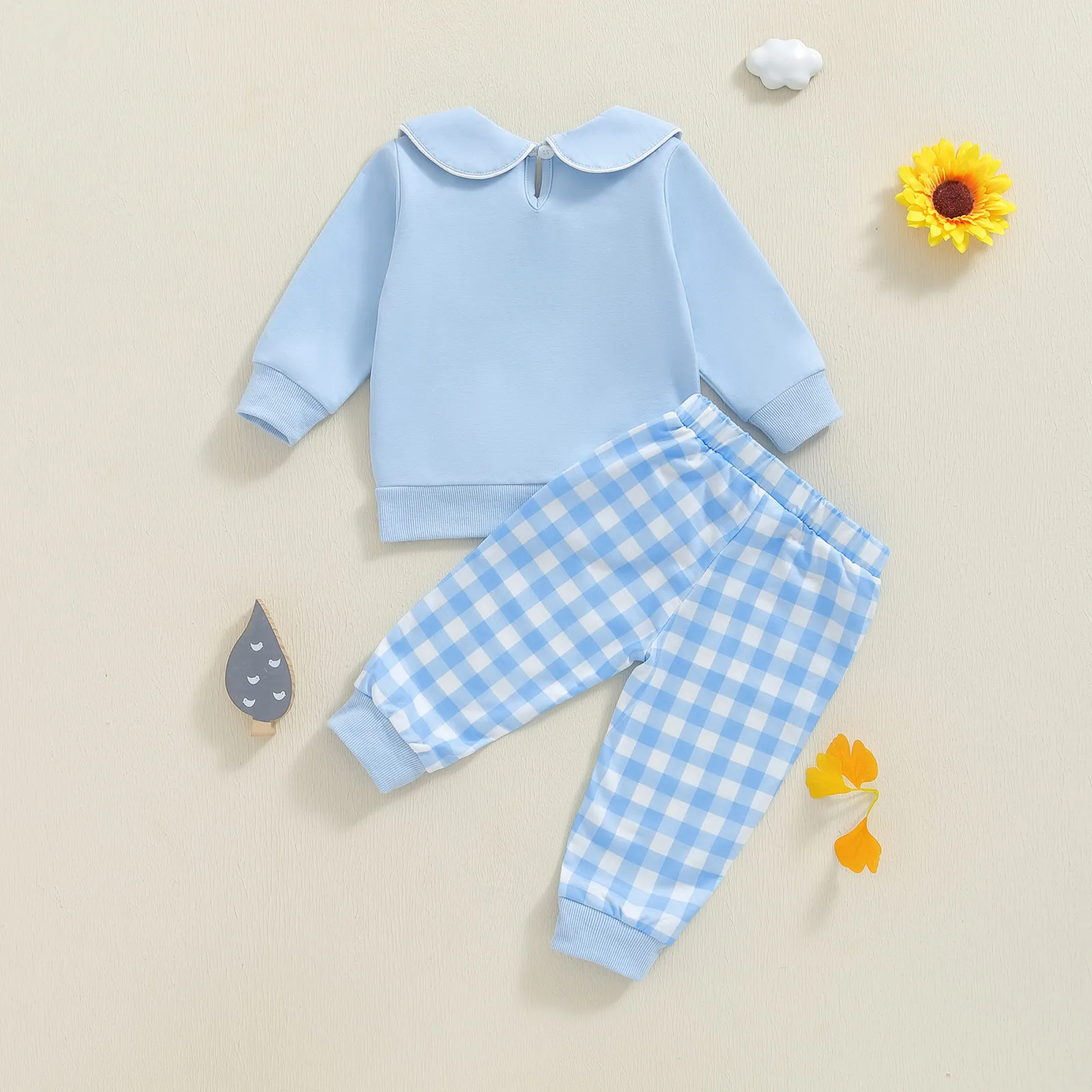 طفل فتاة الخريف وتتسابق بطة التطريز طويلة الأكمام دمية طوق البلوز مرونة الخصر منقوشة السراويل 2 قطعة مجموعة