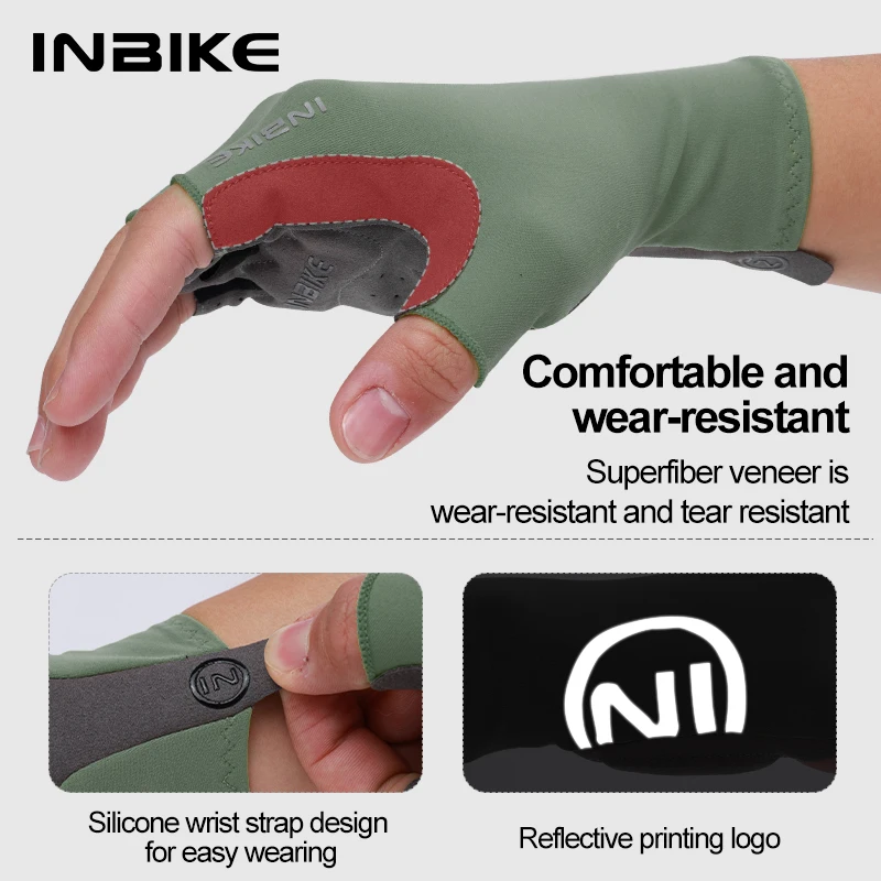 INBIKE Cycling Gloves Half Finger Sport Fitness MTB Bike Gloves Men Women Riding Thickened Palm Pad Bicycle Cycling Accessories