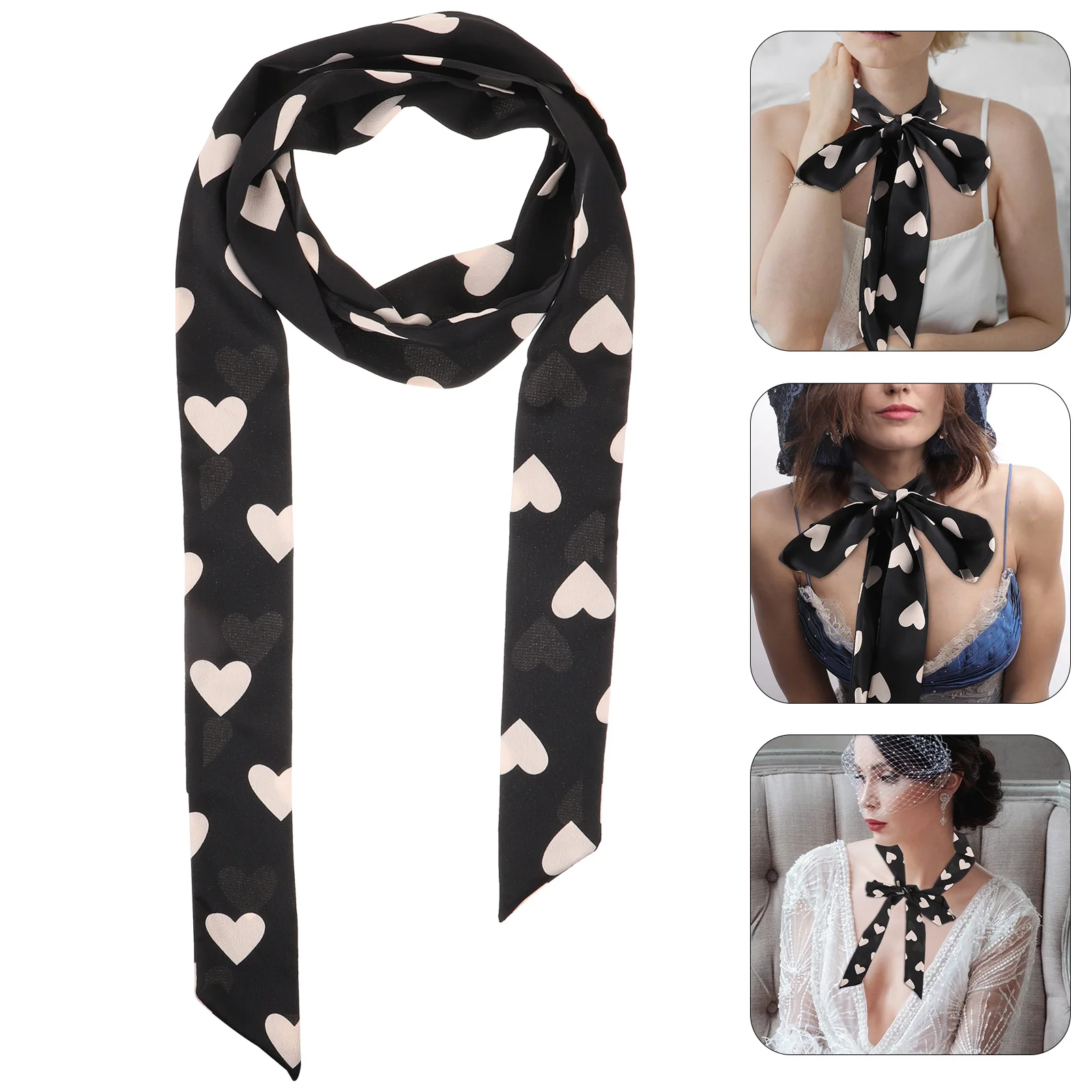 

Hair Scarf Slim Fabric Neck Lady Neckerchief Women Accessories 19600X500X020CM Narrow Black Accessory Miss