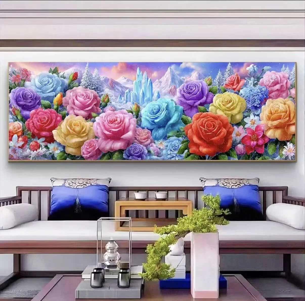 Vibrant Colorful Rose Ice Snow Mountain Landsape Diamond Painting Full Diamond Mosaic Diy Diamond Art Jewelry Cross Stitch