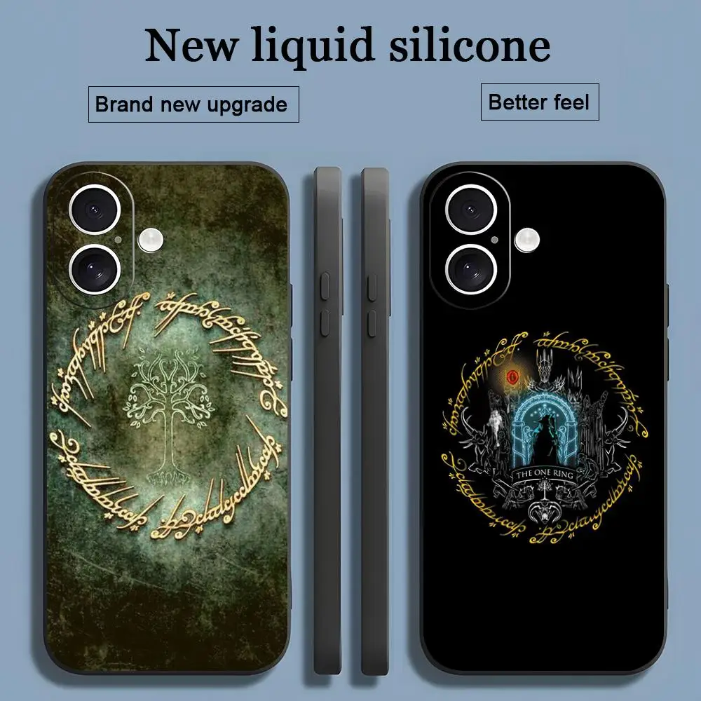 Funda de Teléfono con Diseño Clásico de El Señor de los Anillos para iPhone 17 16 15 14 13 12 11 X XR XS 8 Plus Mini Pro Max, Funda Protectora Suave Negra a Prueba de Golpes