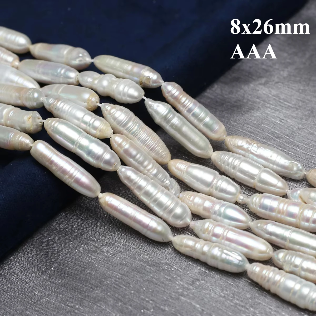 8x26mm AAA Natural Freshwater Pearl  Bead Baroque Stripe Shape Gift Women Jewelry Make DIY Necklace Bracelet Earring Accessory