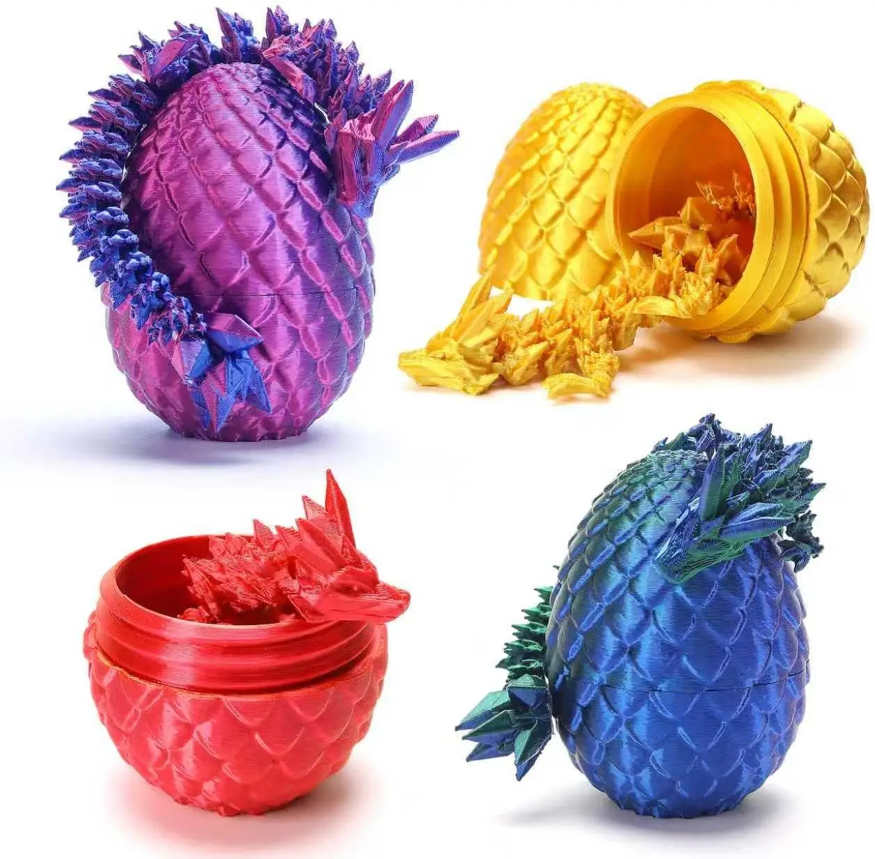

4 Mini 3D Printed Dragon Eggs with Crystal Dragon Inside, Easter Fillers, Gifts for Christmas, Thanksgiving, Valentine's, Birthday