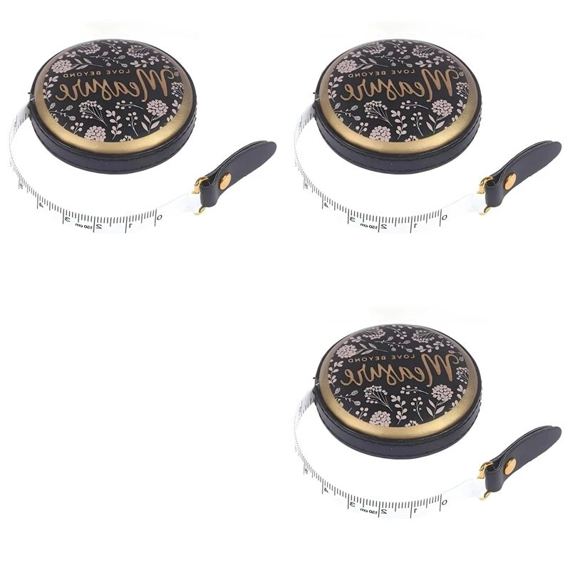 LUCKshopping Vintage Style 5 Foot Portable Telescopic Tape Measure - Faux Leather Mini With Floral Design, Great For Sewing 3