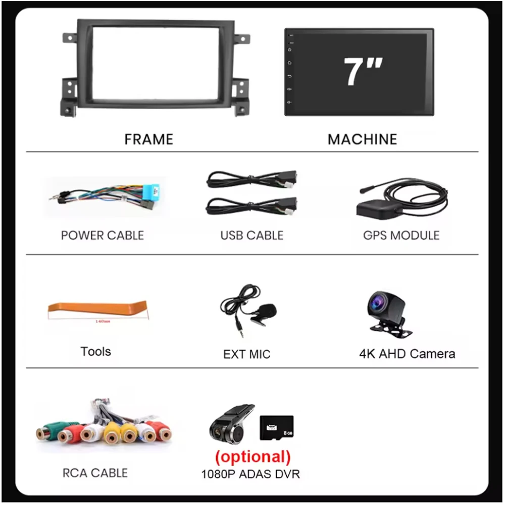 7 Inch for Suzuki Grand Vitara 3 2005 - 2015 2K 12+256 QLED Android 16 CarPlay Car Radio Multimedia Video Player GPS Stereo Head