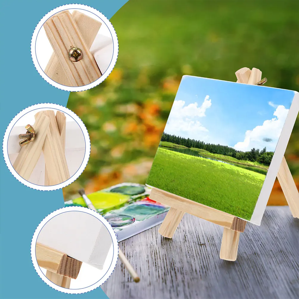 

Wooden Easel Picture Frame Set White Display Rack 2 Sets Small Portable Painting Storage Holder Adjustable Racks