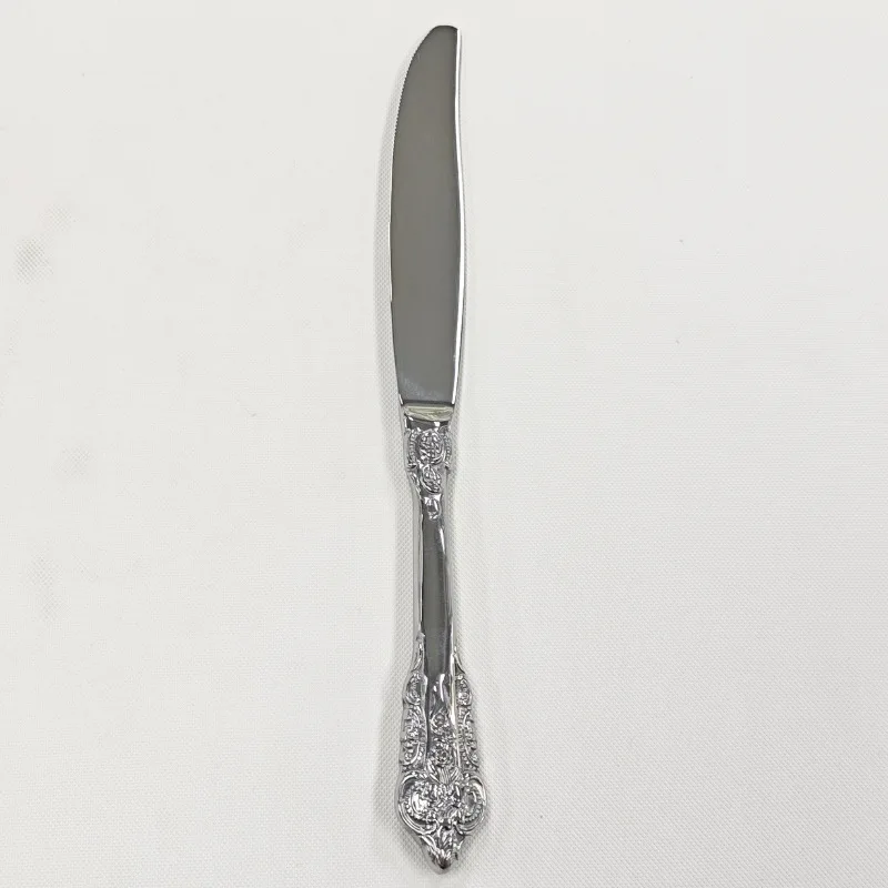 French Vintage Palace‑Style 304 Stainless Steel Western Desser Tableware Set, European Embossed Pattern Steak Knives Forks t