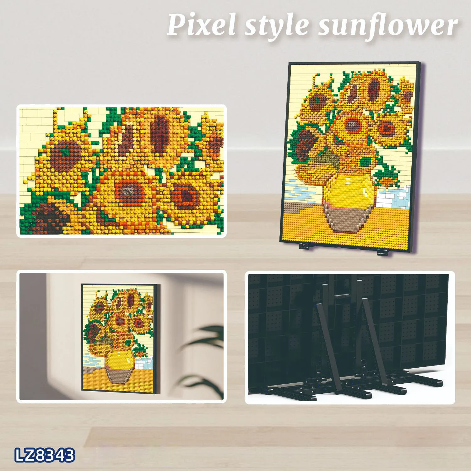 

Home Desk Decor Art Pixel Painting Idea Micro Diamond Block Sunflower Photo Frame Building Bicrks Toys Nanobricks For Gift
