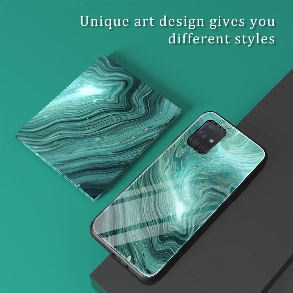 Tempered Glass Case For Samsung Galaxy S24 S23 S21 S20 S22 Ultra FE S10 S9 S8 Plus S10E Marble Painting Silicone Case Back Cover