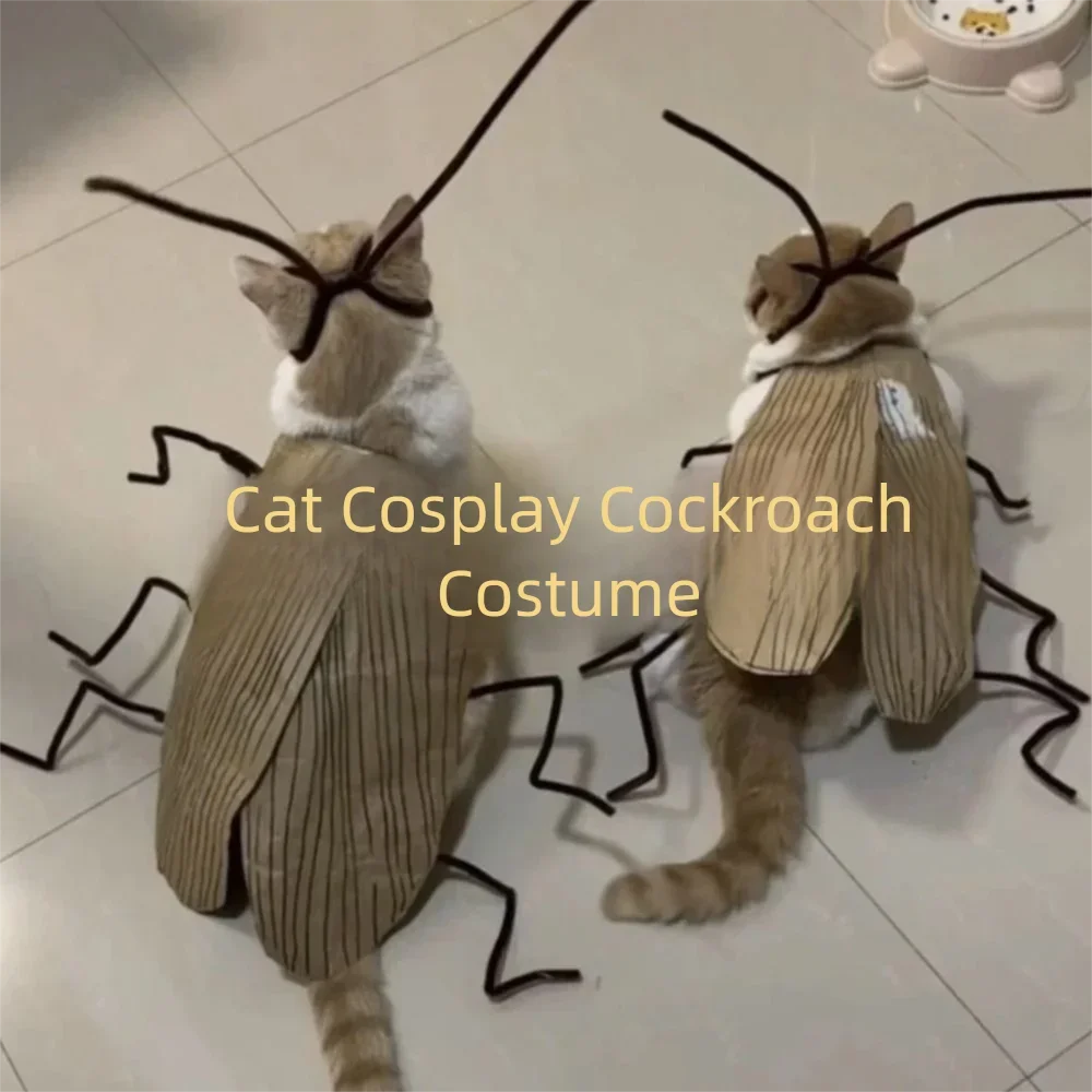

Creative Cat Cosplay Cockroach Costume Cartoon Funny Cat Transformation Costume Unfinished with Cockroach Wings