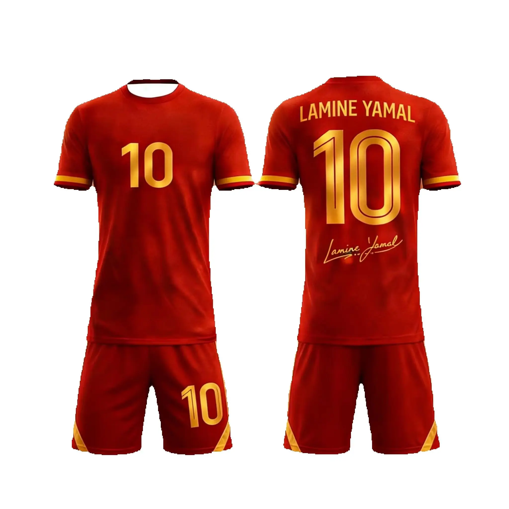 Summer New Collection No.10 # Yamal # Shirt Stripe Fan Collection Retro Quick Drying Sports Short Sleeved Shorts Set Kids