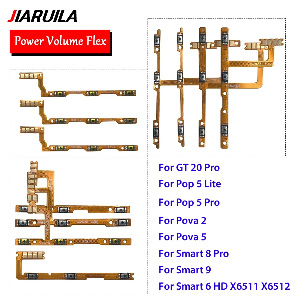 

Power Flex For Infinix GT 20 Pro Smart 6 HD X6511 Tecno Camon 17 Pro Pova 5 Power Button Switch Volume Flex Cable